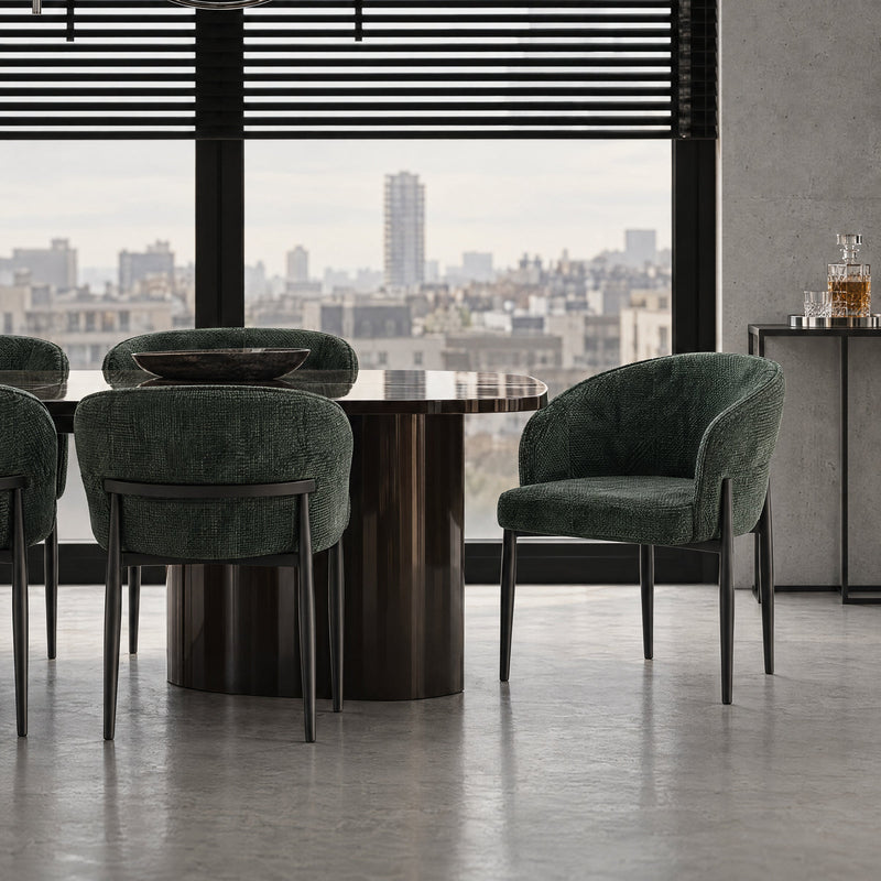 Chaise de salle à manger 6249C, pieds en métal, Vert
