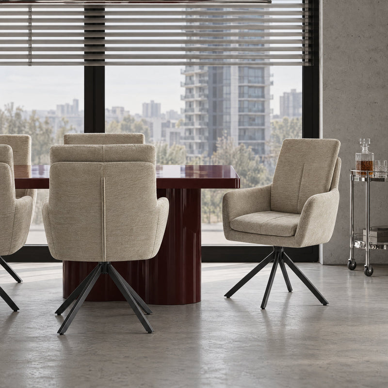 Chaise de salle à manger pivotante 6266, pieds en métal, Beige
