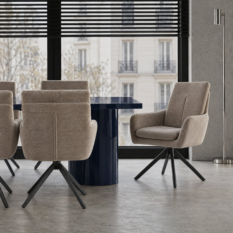 Chaise de salle à manger pivotante 6266, pieds en métal, Beige foncé

