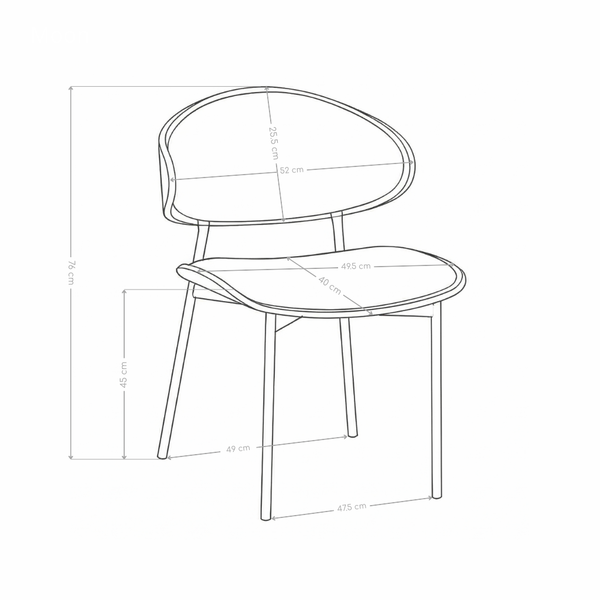 Chaise de salle à manger MOON, similicuir et pieds en acier