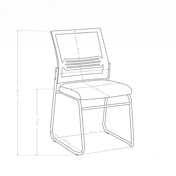 Chaise de conférence 818, dossier résille et piètement luge