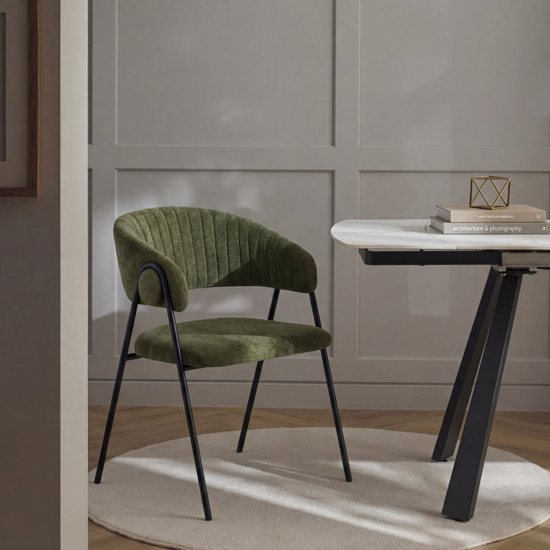 Chaise de salle à manger SK06, rembourrée moderne, Vert
