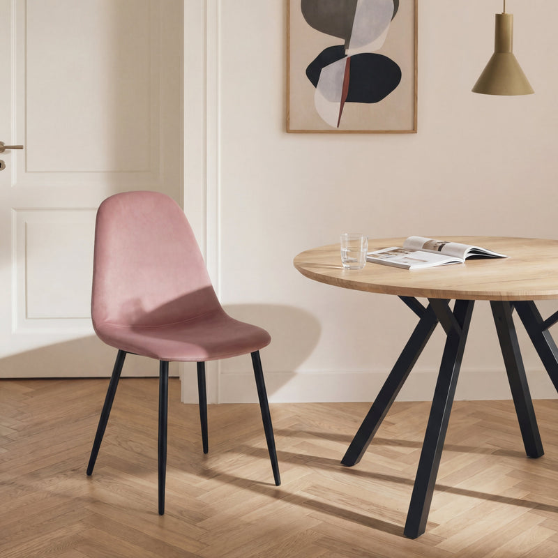 Chaise de salle à manger Velvet DR254, velours et acier, Rose
