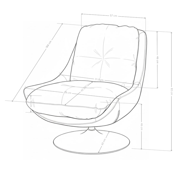 Fauteuil pivotant Florence, simili cuir et pieds en acier