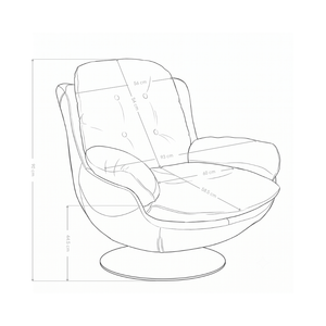 Fauteuil de salon S-104, assise en tissu et base ronde