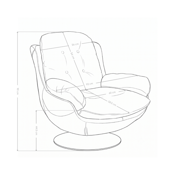Fauteuil de salon S-104, assise en tissu et base ronde