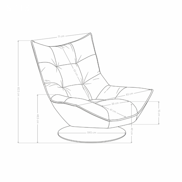 Fauteuil pivotant S-113, base ronde