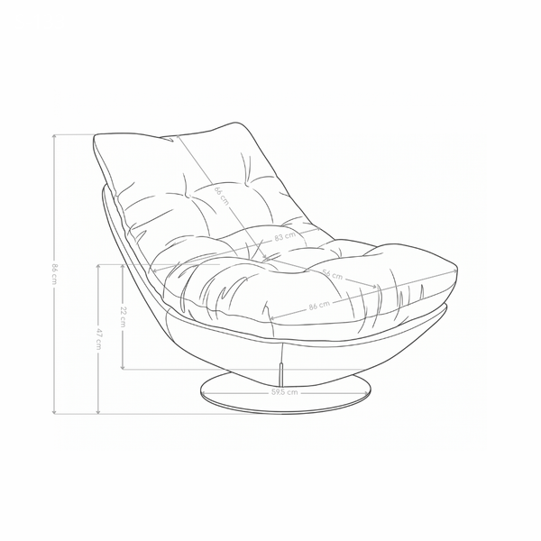 Fauteuil de relaxation pivotant S-133, piètement acier