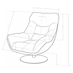 Fauteuil pivotant NeoVenice, assise tissu et pieds en acier
