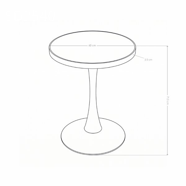 Table ronde SD2540, Ø60cm effet marbre