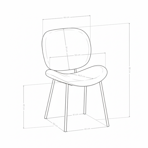 Chaise de salle à manger SK01, tapissée pieds en métal