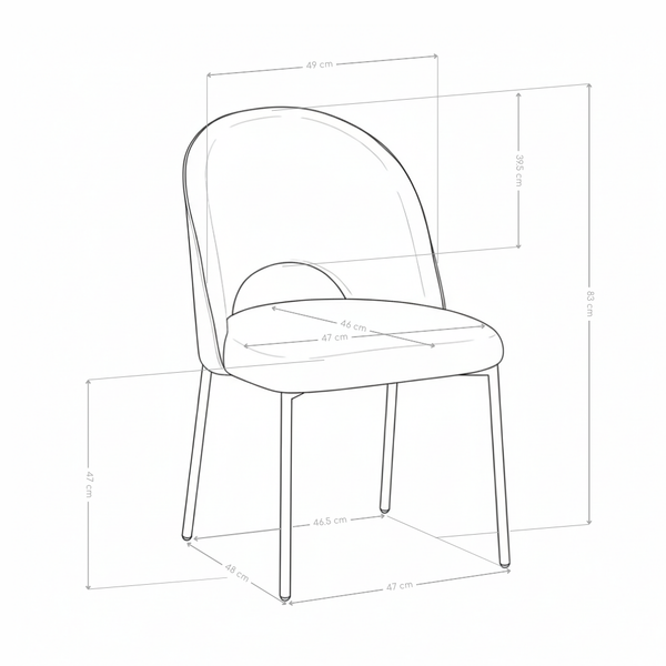 Chaise de salle à manger SK03, rembourrée pieds en métal