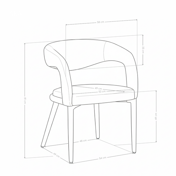 Chaise de salle à manger SK04, rembourrée avec accoudoirs