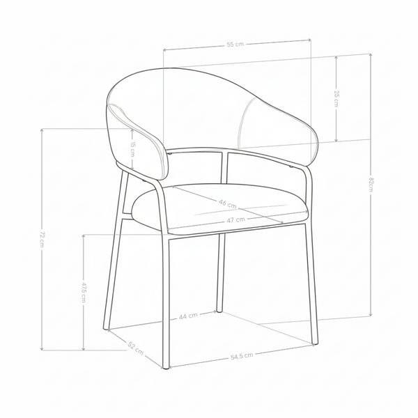 Chaise de salle à manger SK07, avec accoudoirs