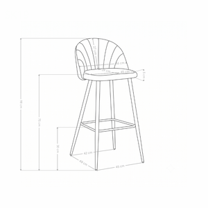 Tabouret de bar SK19, rembourré pieds en métal