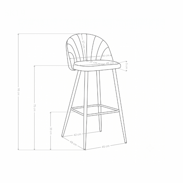 Tabouret de bar SK19, rembourré pieds en métal