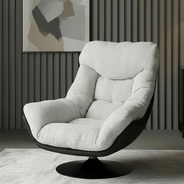 Fauteuil pivotant NeoVenice, assise tissu et pieds en acier
