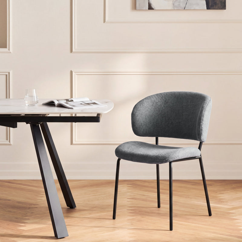 Chaise de salle à manger Luminairen, pieds en acier, Gris
