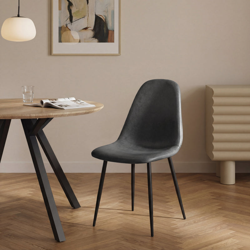 Chaise de salle à manger Velvet DR254, velours et acier, Gris

