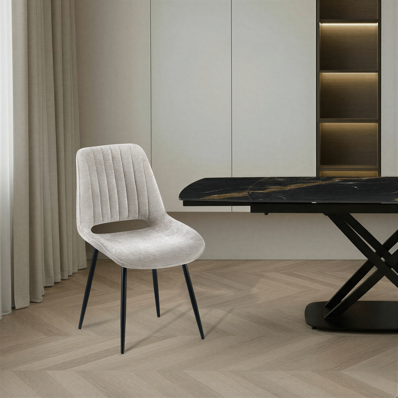 Chaise de salle à manger Amber, pieds en acier poudré, Gris clair
