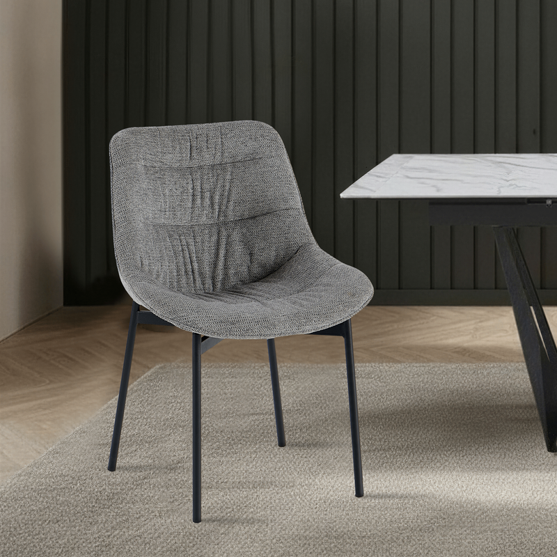 Chaise de salle à manger Linen, pieds en métal, Gris
