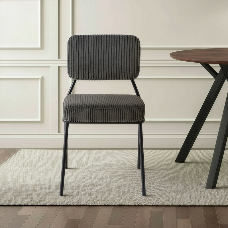 Chaise de salle à manger Harmonia, velours et pieds en acier, Gris
