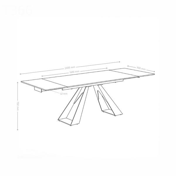 Table à manger extensible, plateau céramique 160-240x90 cm