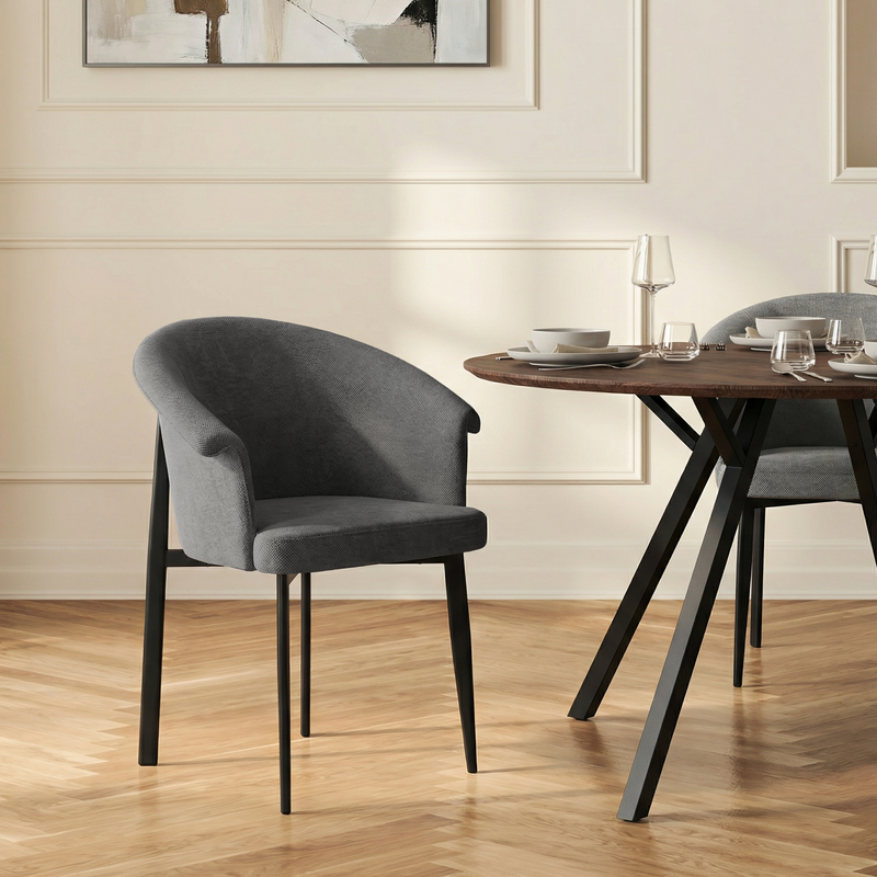 Chaise de salle à manger 6345, avec accoudoirs, Gris
