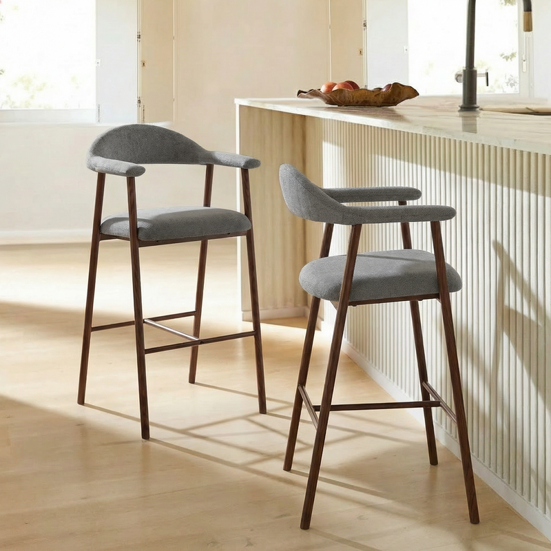Tabouret de bar 6326H, rembourré style loft, Gris
