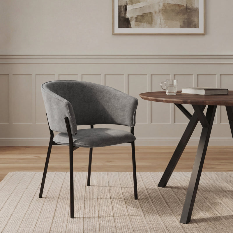 Chaise de salle à manger 6364, rembourrée style loft, Gris foncé
