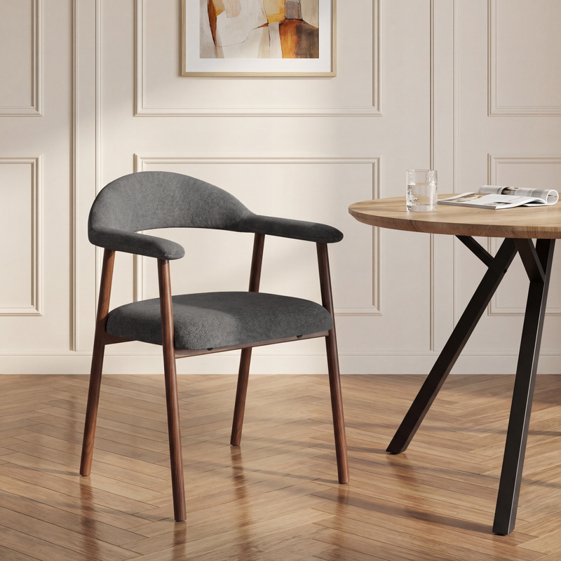 Chaise de salle à manger 6326, rembourrée pieds en acier, Gris
