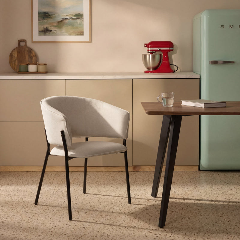 Chaise de salle à manger 6364, rembourrée style loft, Crème
