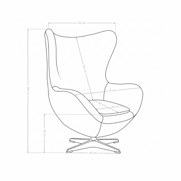Fauteuil pivotant ZZA01, capitonné et pieds en métal