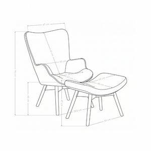 Fauteuil ZZA02FT avec repose-pieds, pieds en orme