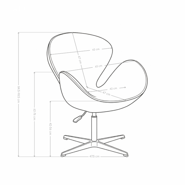 Fauteuil pivotant ZZA10, pieds en métal