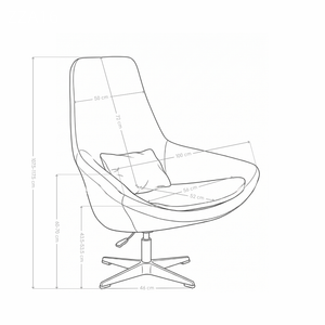 Fauteuil pivotant ZZA16, avec coussin et pieds en métal