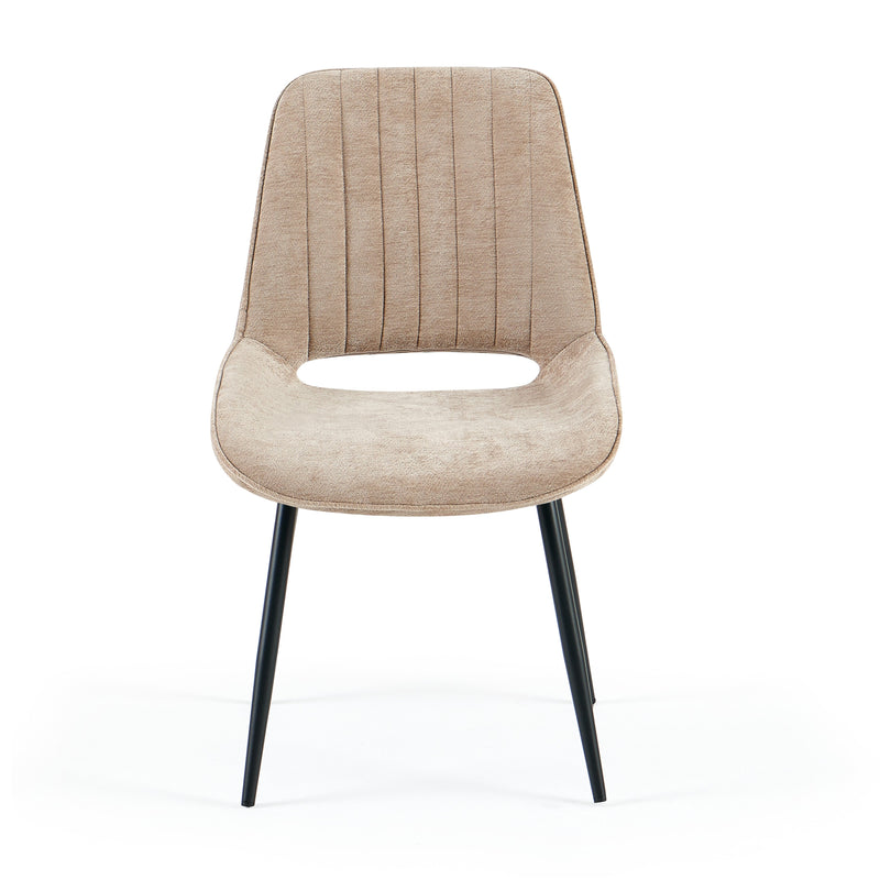 Chaise de salle à manger Amber, pieds en acier poudré, Beige
