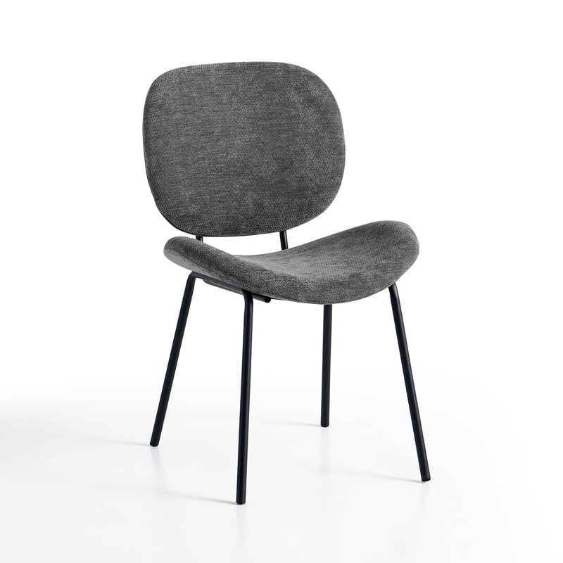 Chaise de salle à manger SK01, tapissée pieds en métal, Gris foncé
