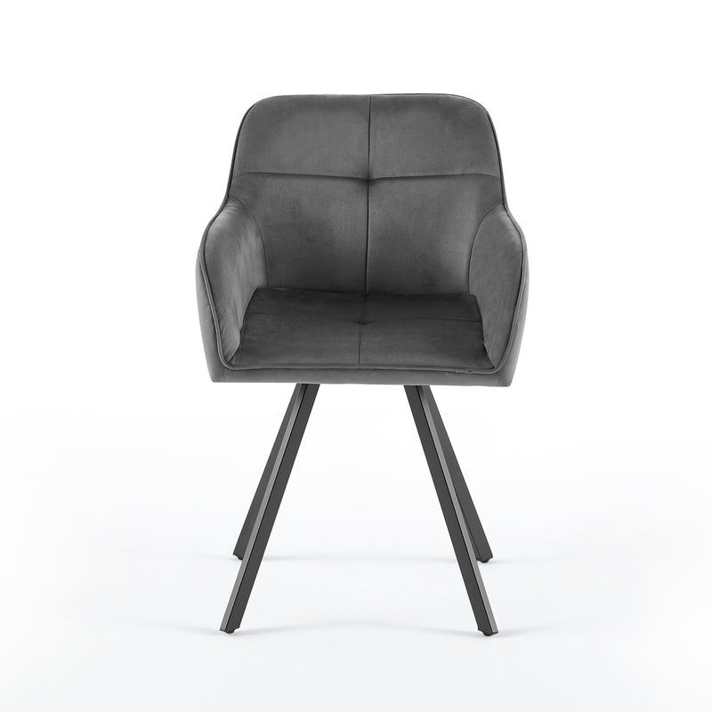 Chaise de salle à manger Aetheria, en velours et acier, Gris
