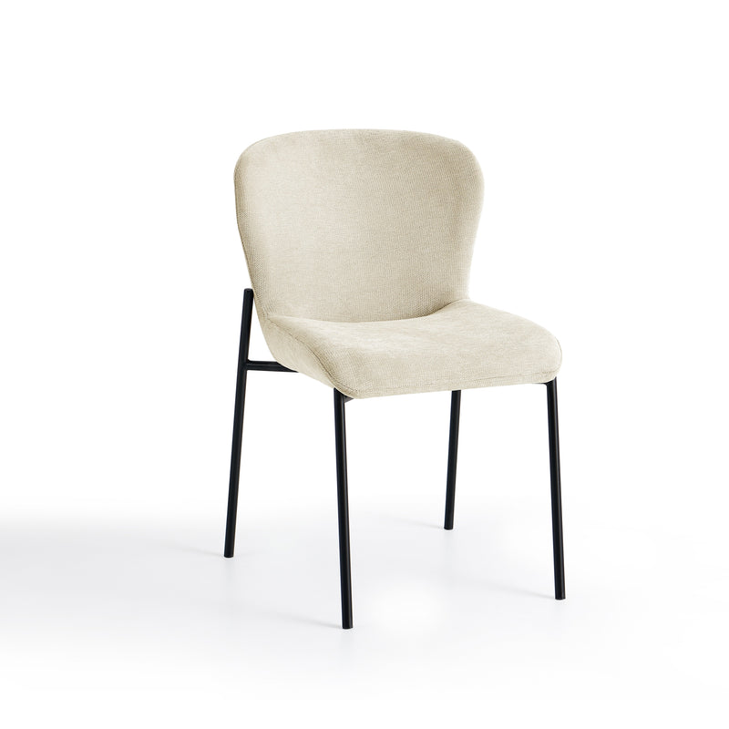 Chaise de salle à manger 6157, rembourrée et pieds en métal, Crème
