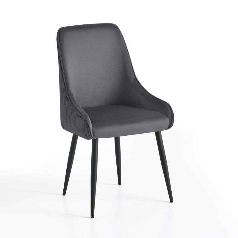 Chaise de salle à manger SDS257, en velours, Gris foncé
