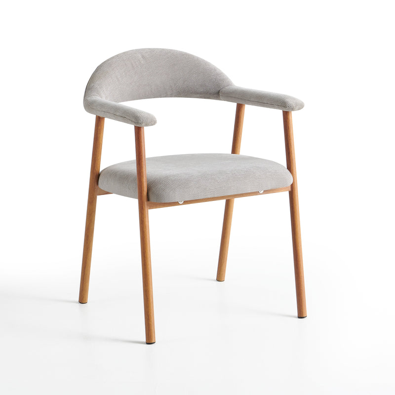 Chaise de salle à manger 6326, rembourrée pieds en acier, Gris clair
