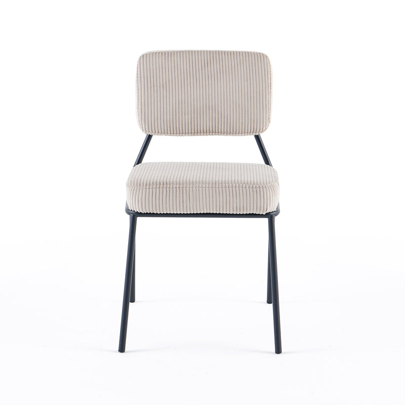 Chaise de salle à manger Harmonia, velours et pieds en acier, Beige clair
