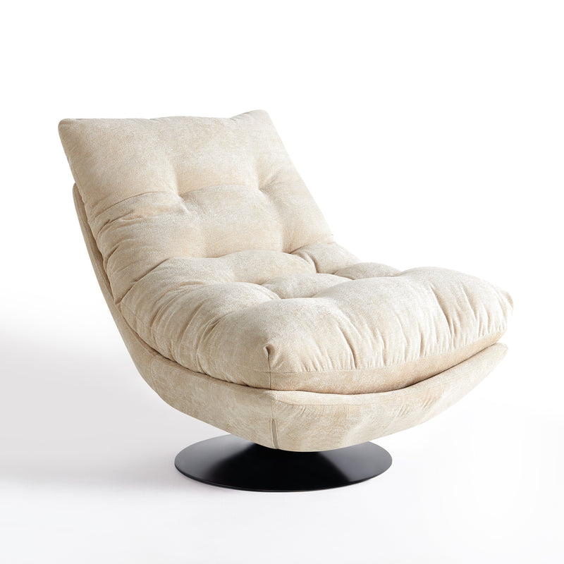 Fauteuil de relaxation pivotant S-133, piètement acier, Beige clair
