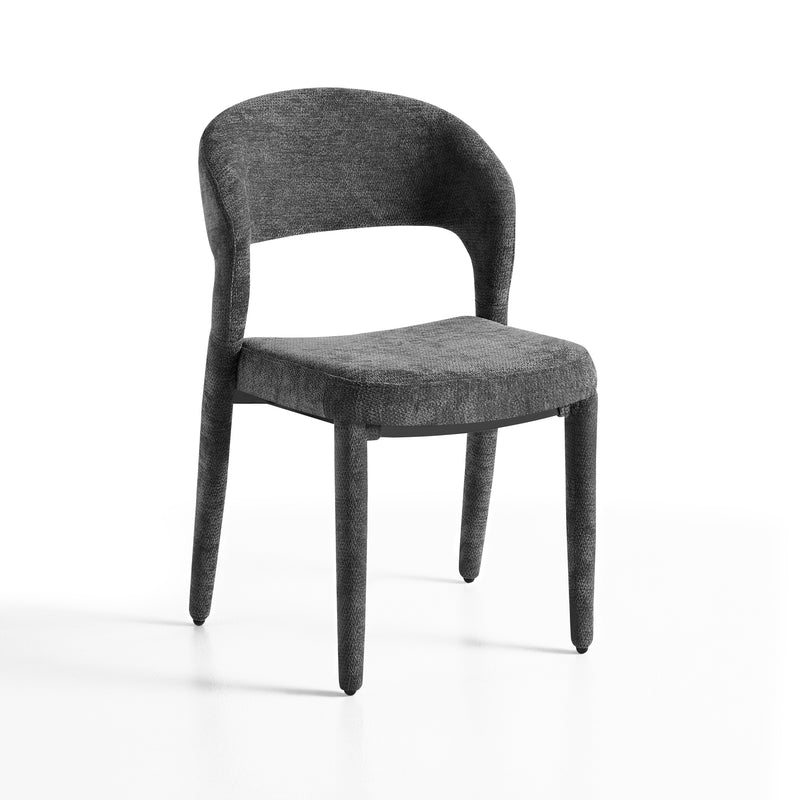 Chaise de salle à manger SK05, rembourrée avec pieds en métal, Gris foncé
