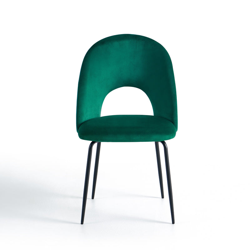 Chaise de salle à manger Minimal 3098, velours et acier, Vert
