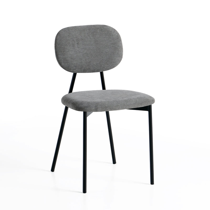 Chaise de salle à manger 6101, rembourrée, pieds en métal, Gris
