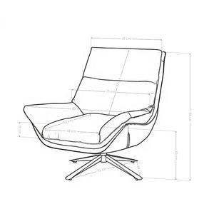 Fauteuil pivotant Bergen, similicuir et pieds en acier