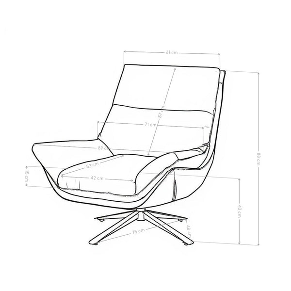 Fauteuil pivotant Bergen, similicuir et pieds en acier