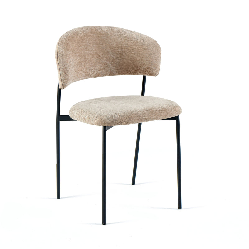 Chaise de salle à manger Tokyo, rembourrée et pieds en acier, Beige
